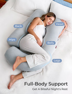 Meðgöngupúði - Momcozy U Shaped Pregnancy Pillow Velvet Dark Grey