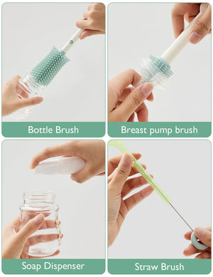 Þvottaburstsett fyrir pela -  Momcozy Bottle Brush Set - Classic Style