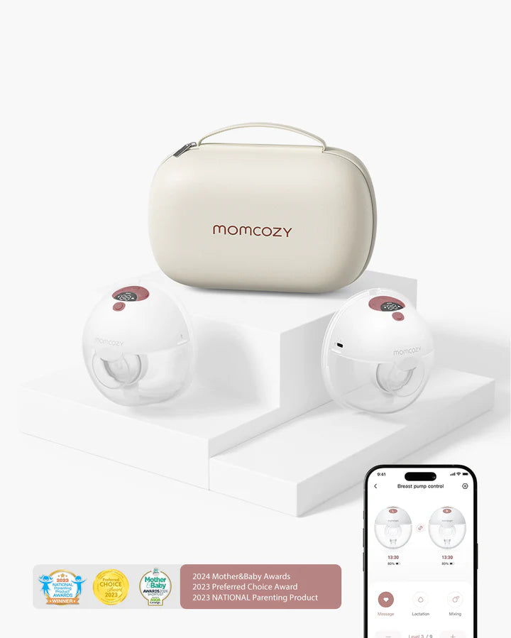 FORSALA - M5 Smart Handfrjáls brjóstapumpa - Momcozy M5 Smart Wearable Breast Pump Red Double Packs – Upgraded with App Control