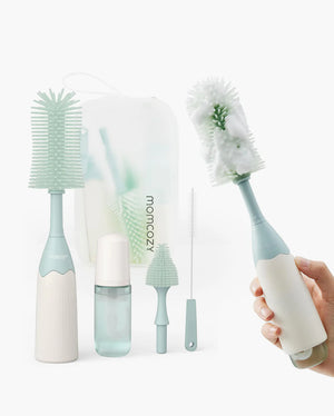 FORSALA - Þvottaburstsett fyrir pela - Momcozy Innovative Push-Press Design Bottle Brush Kit