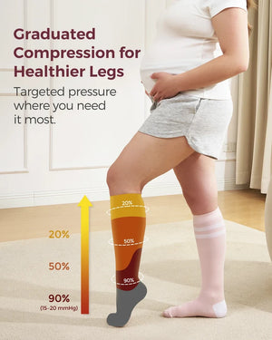 Momcozy Compression Socks for Women Wide Calf - Stuðningssokkar 2stk