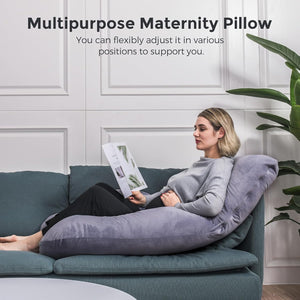 Meðgöngupúði - Momcozy U Shaped Pregnancy Pillow Velvet Dark Grey