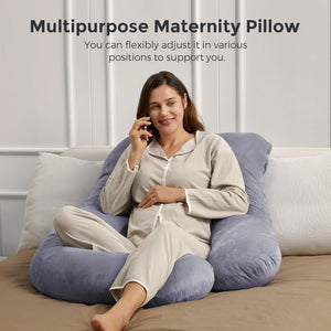 Meðgöngupúði - Momcozy U Shaped Pregnancy Pillow Velvet Dark Grey