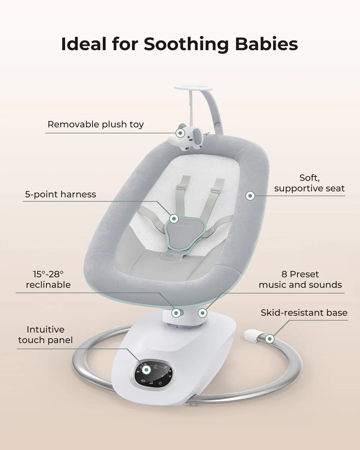 FORSALA - Momcozy Ömmustóll - Momcozy CocoSway 3D-Motion Electric Baby Swing