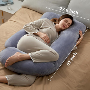 Meðgöngupúði - Momcozy U Shaped Pregnancy Pillow Velvet Dark Grey