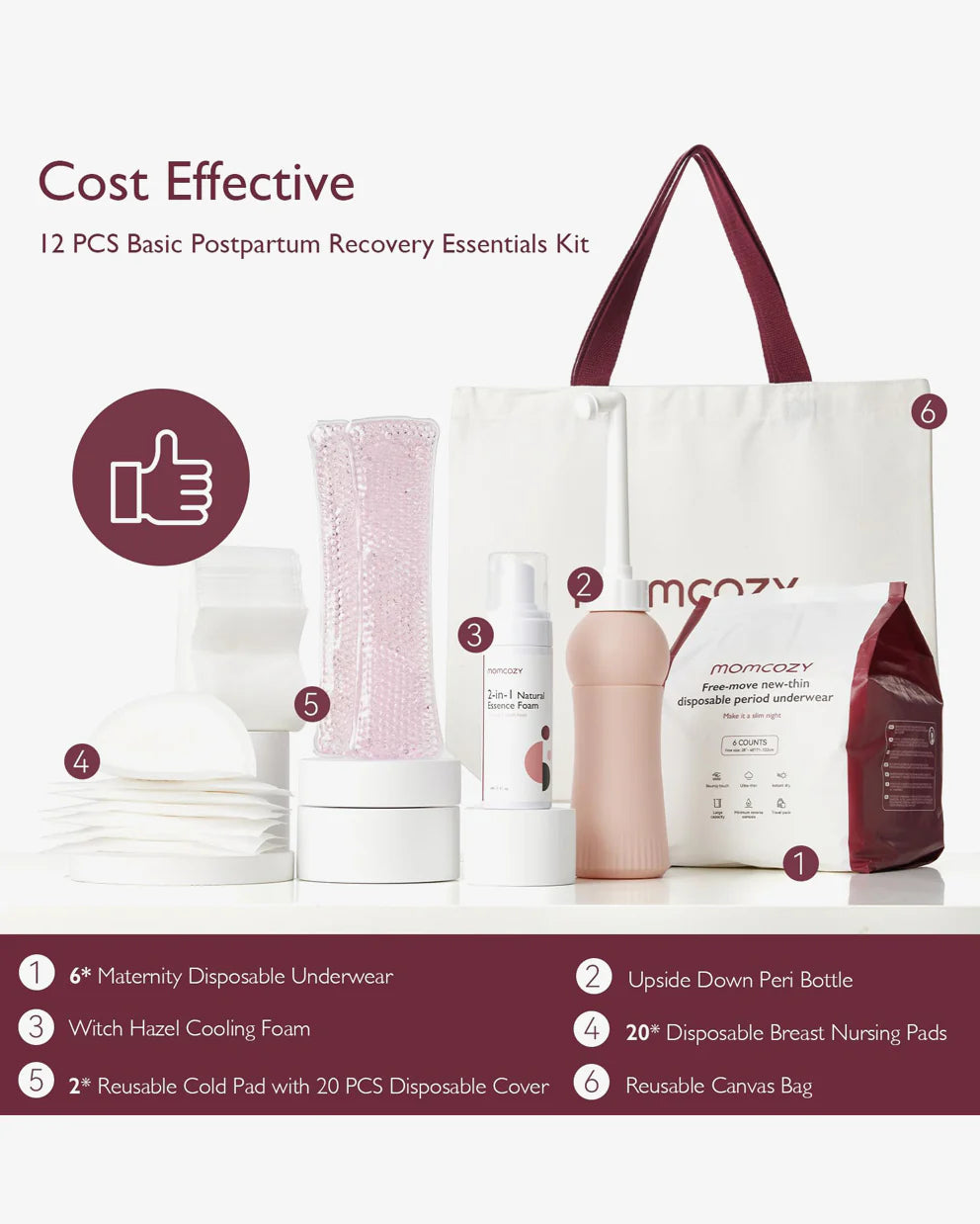 Nauðsynjapakki fyrir bata eftir fæðingu - Momcozy Postpartum Recovery Essentials Kit
