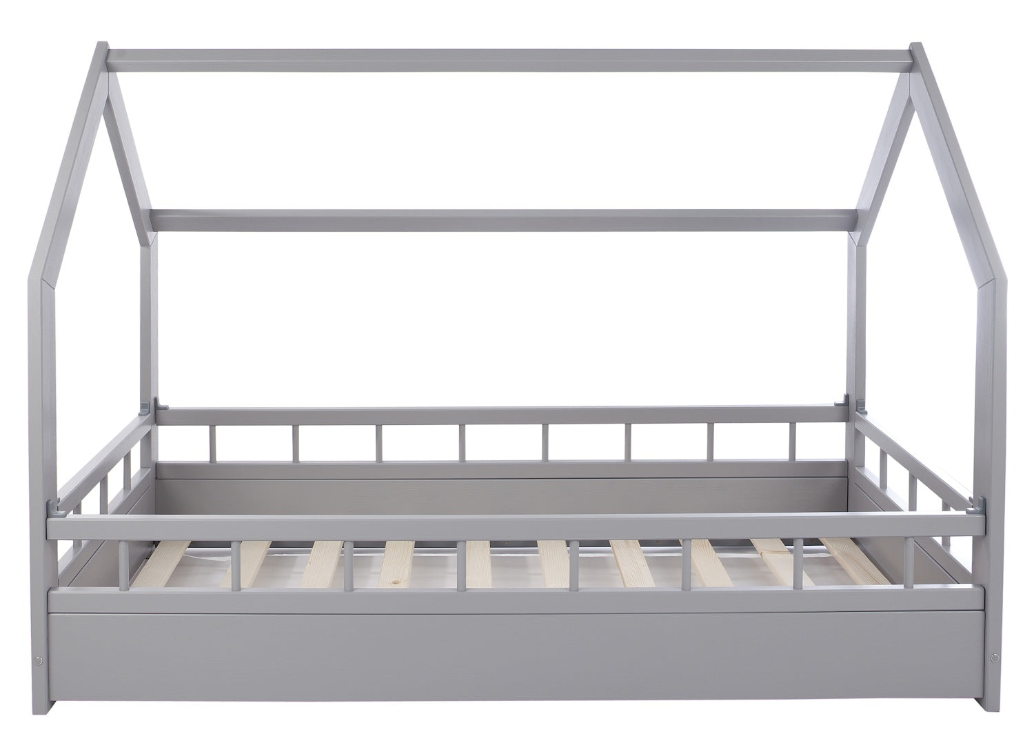 Rúm með húsgrind og rimlum 160X80cm Grátt